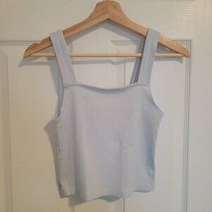 American Eagle Square Neck Ribbed Crop Tank size medium light blue